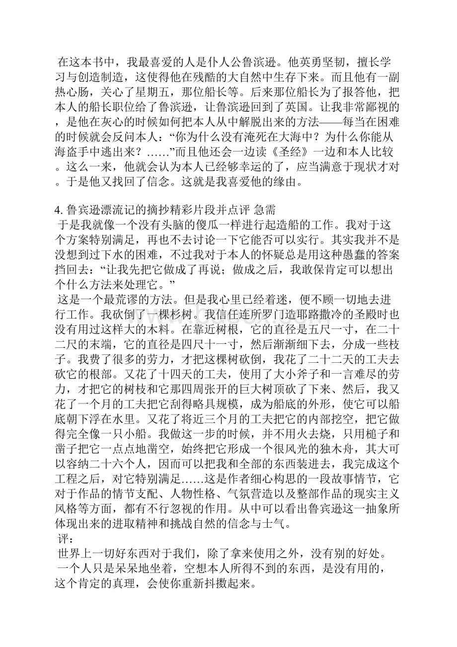 鲁滨逊漂流记摘抄评语.docx_第3页