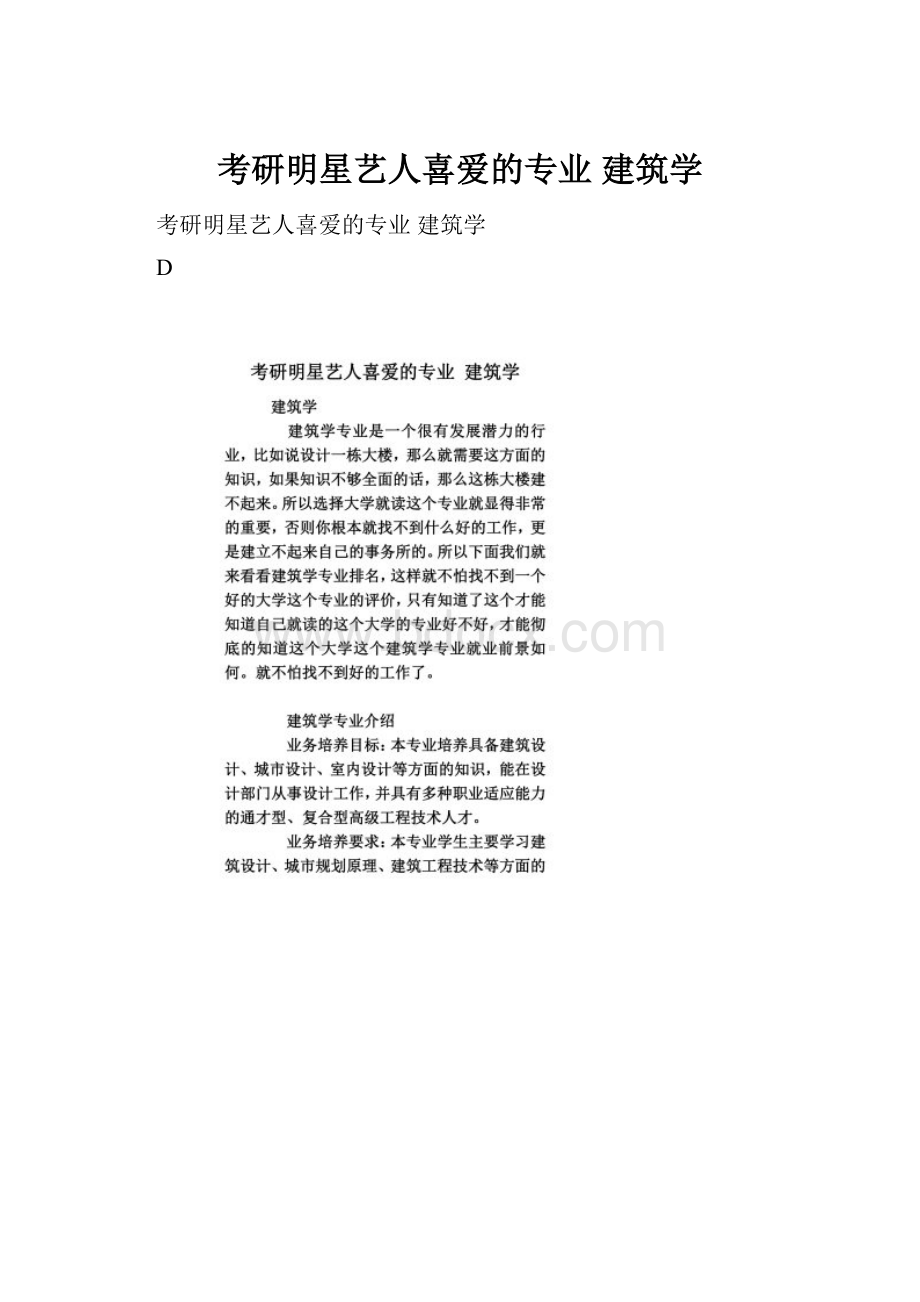 考研明星艺人喜爱的专业 建筑学.docx