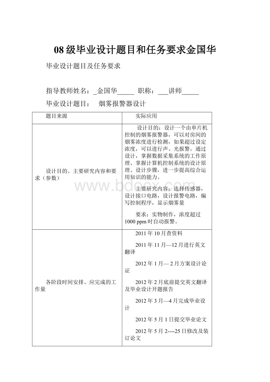 08级毕业设计题目和任务要求金国华文档格式.docx