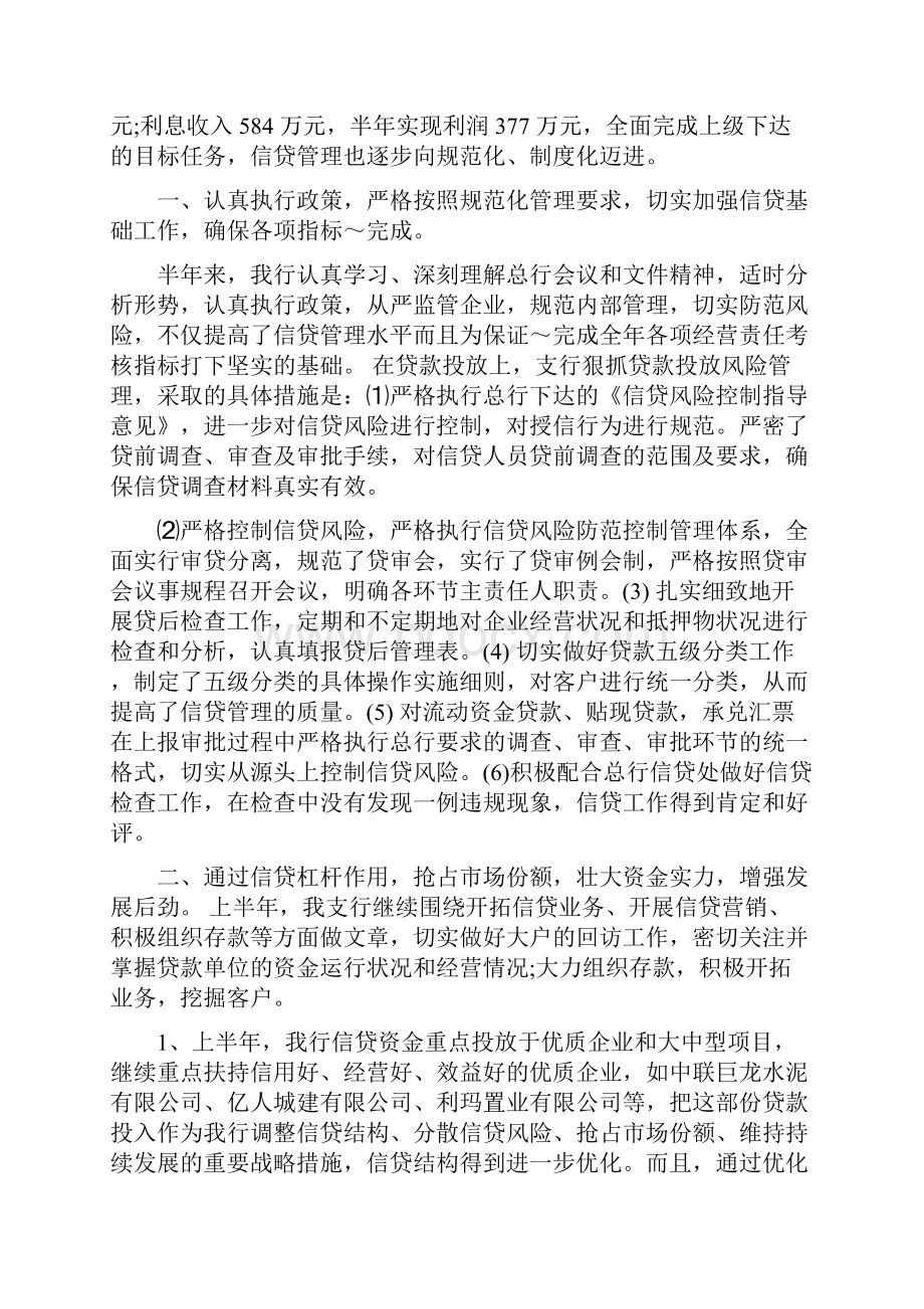 银行信贷个人工作总结与银行信贷员工作总结汇编docWord下载.docx_第3页