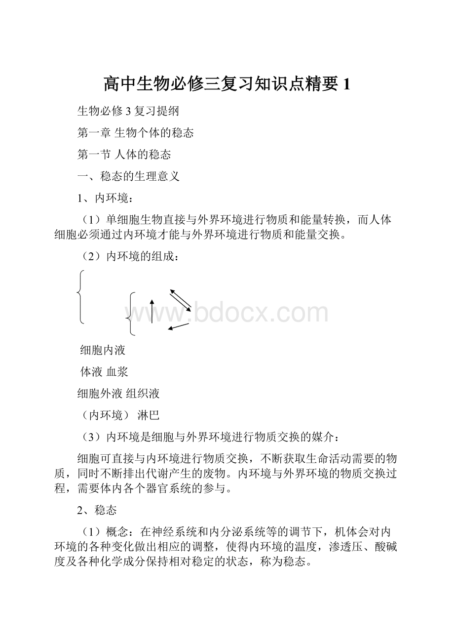 高中生物必修三复习知识点精要1.docx_第1页