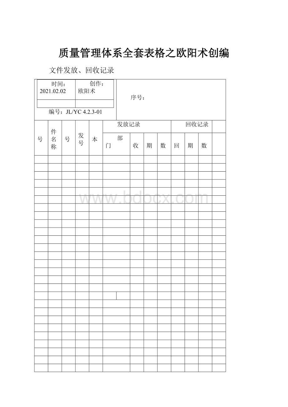 质量管理体系全套表格之欧阳术创编.docx