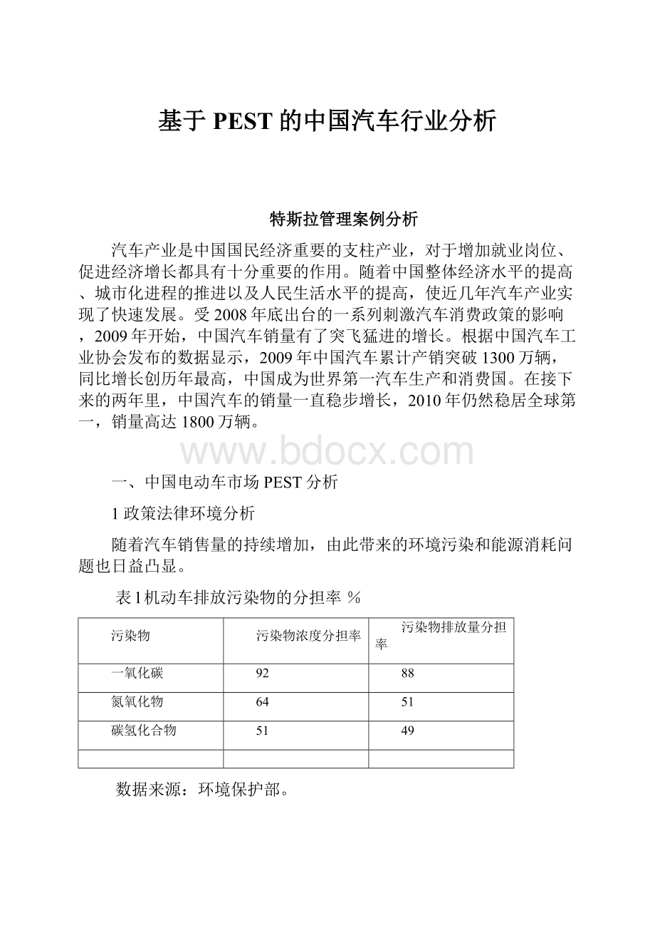 基于PEST的中国汽车行业分析.docx_第1页