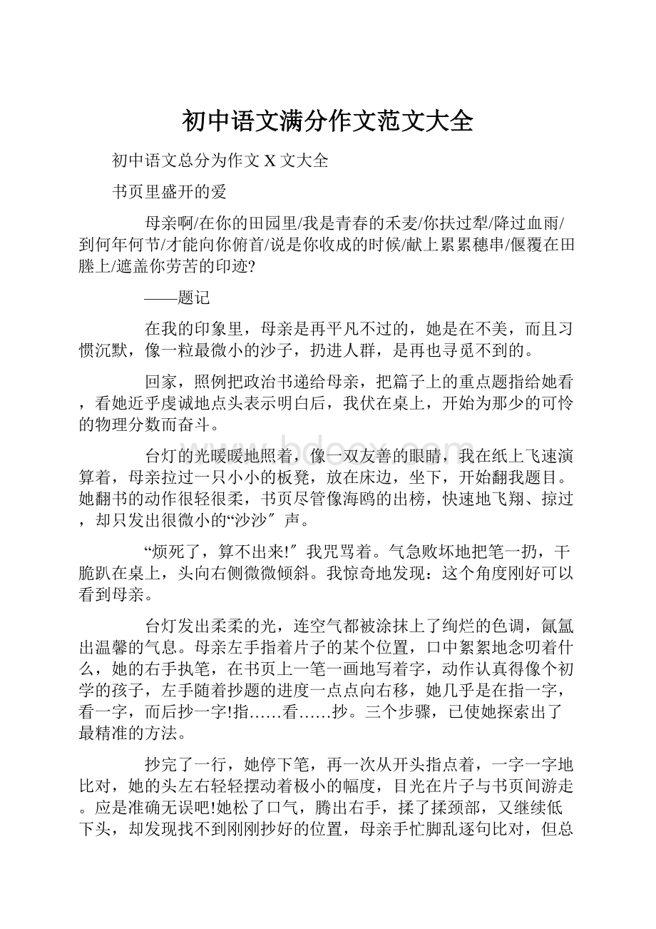 初中语文满分作文范文大全Word文件下载.docx