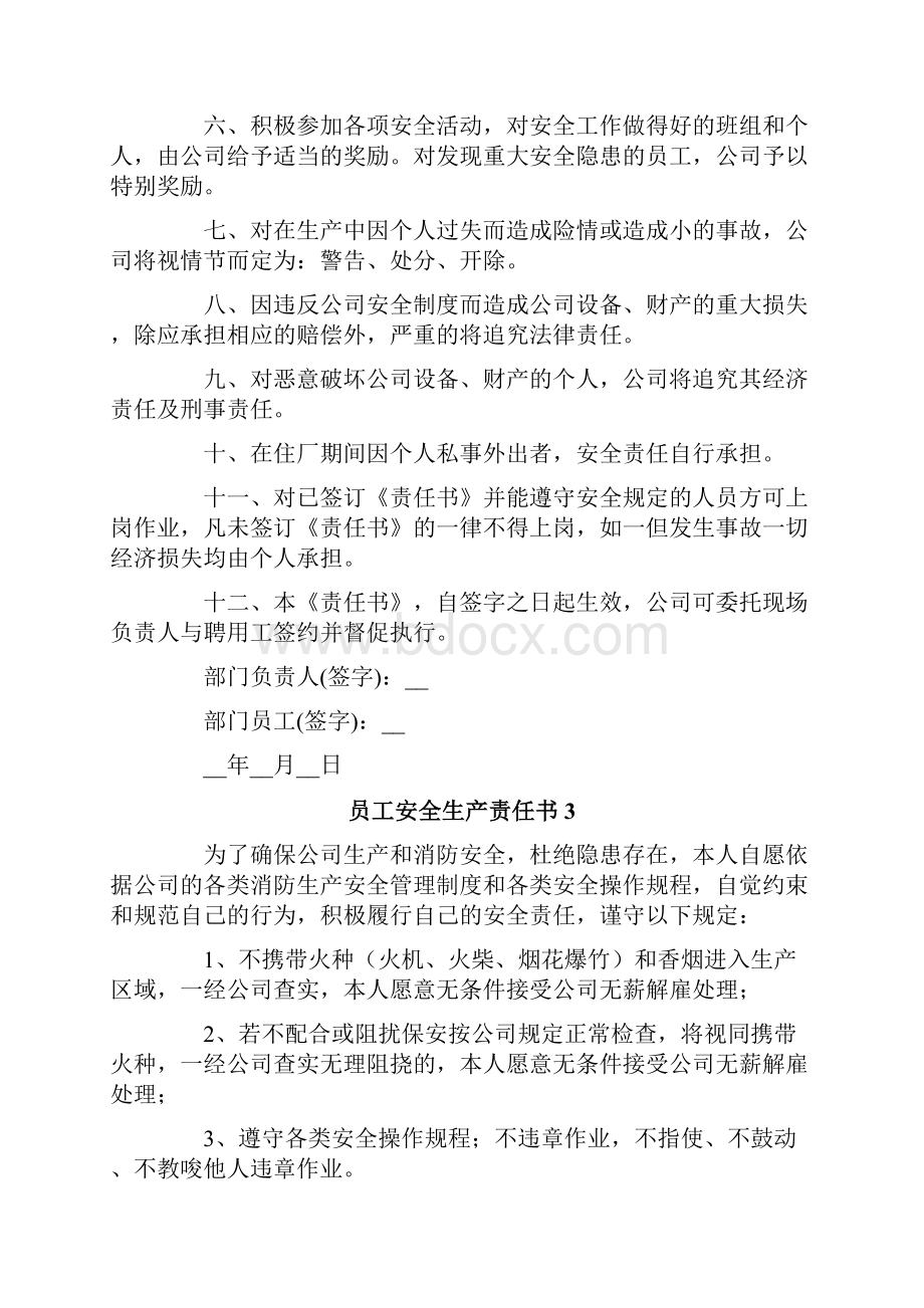 员工安全生产责任书14篇.docx_第3页