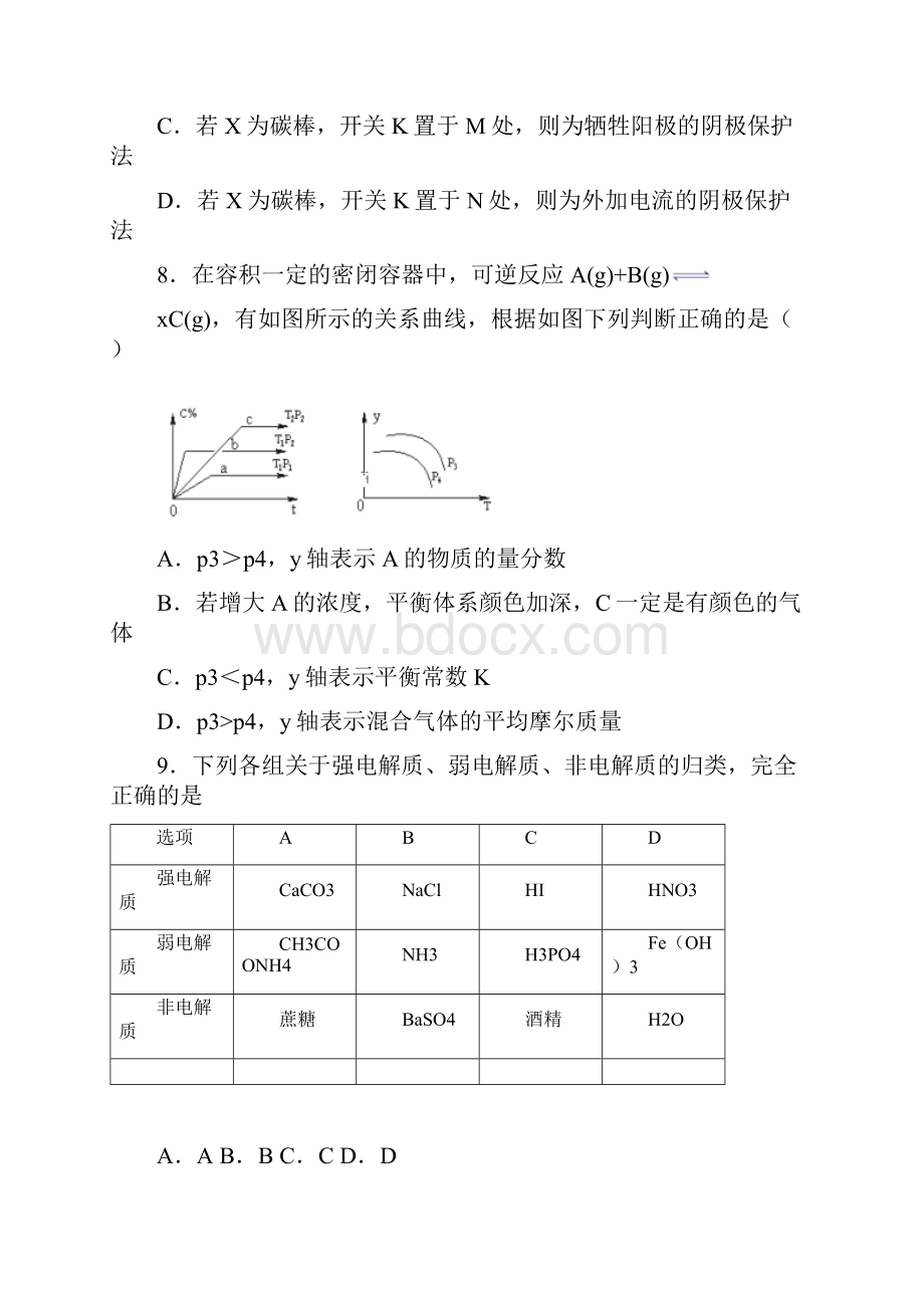 江西省上饶市山江湖协作体学年高二自主班上学期第一次联考化学试题.docx_第3页