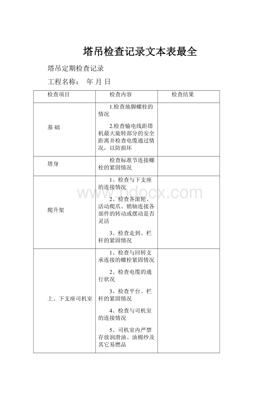 塔吊检查记录文本表最全.docx