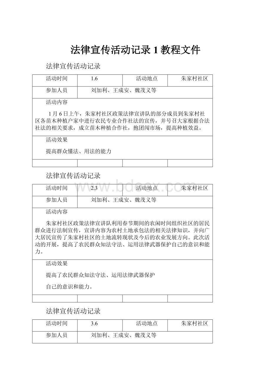 法律宣传活动记录1教程文件.docx