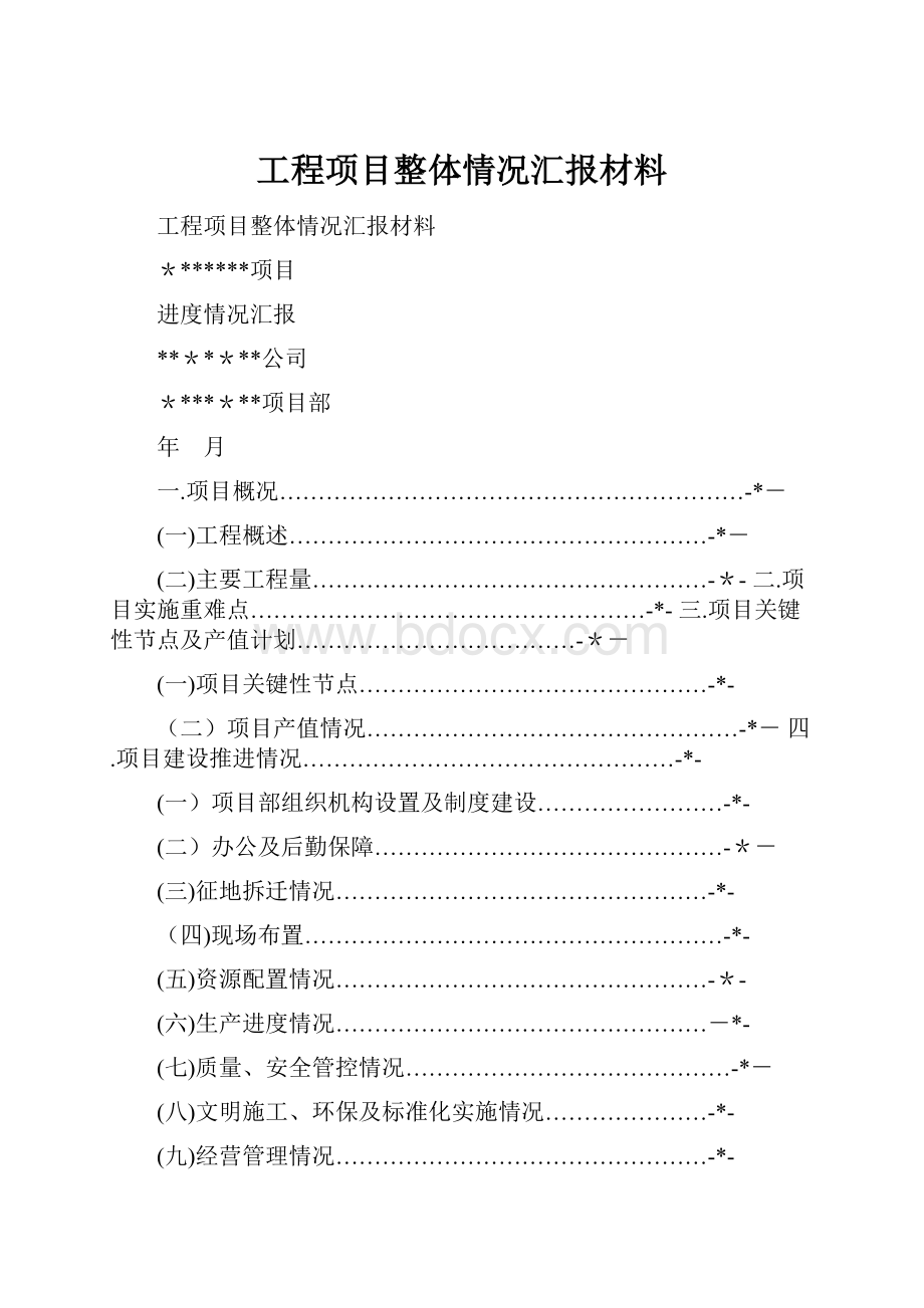 工程项目整体情况汇报材料文档格式.docx