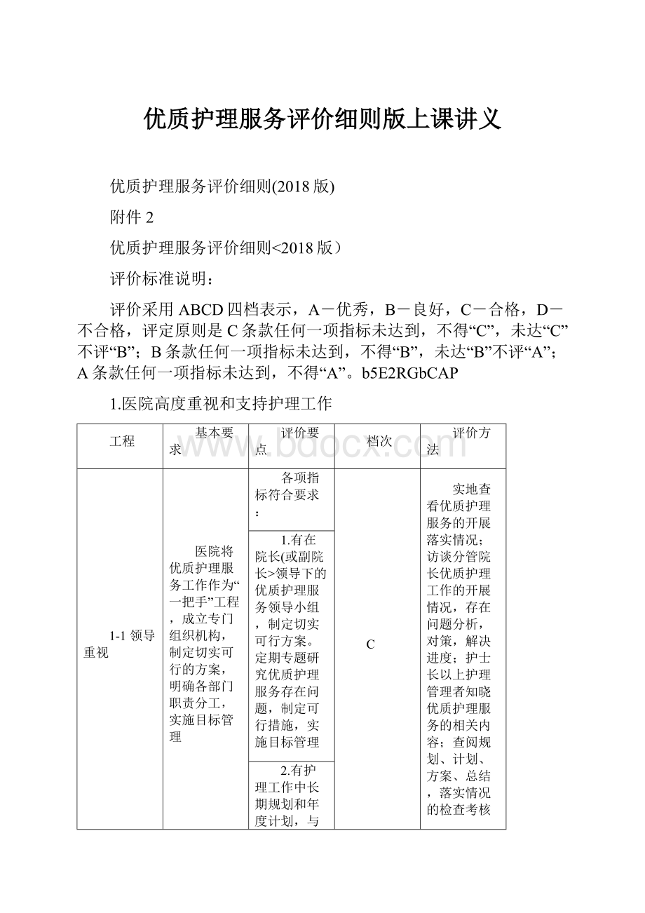 优质护理服务评价细则版上课讲义.docx_第1页