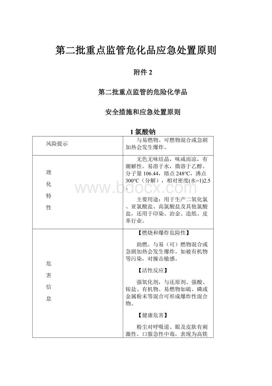 第二批重点监管危化品应急处置原则Word格式.docx_第1页