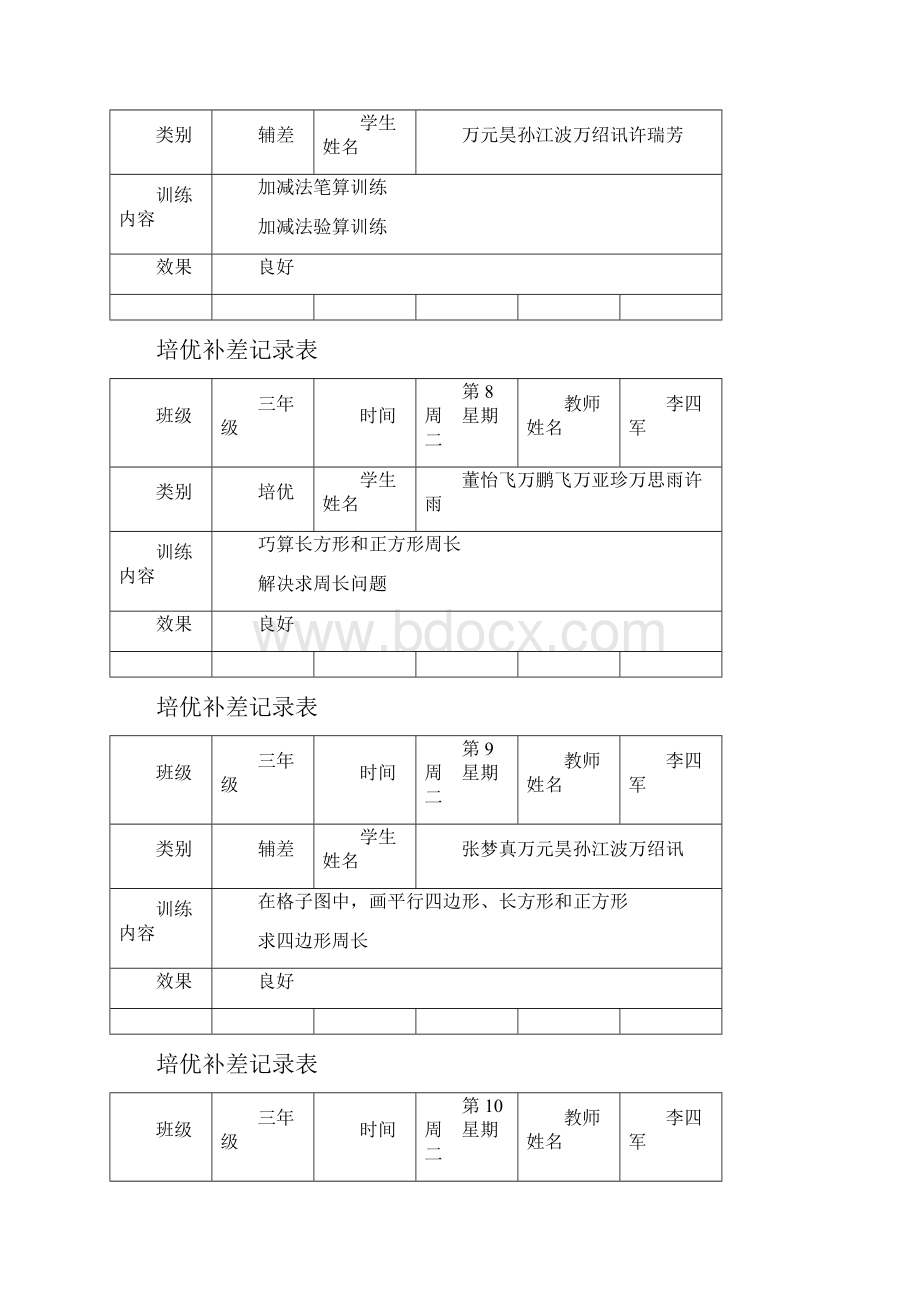 三年级上册数学培优辅差记录表.docx_第3页