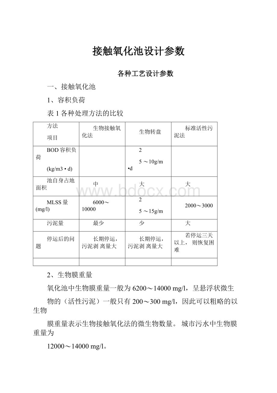 接触氧化池设计参数.docx