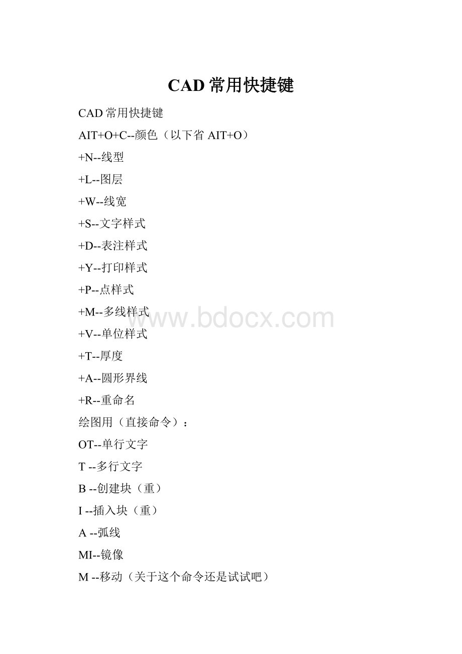 CAD常用快捷键Word下载.docx_第1页