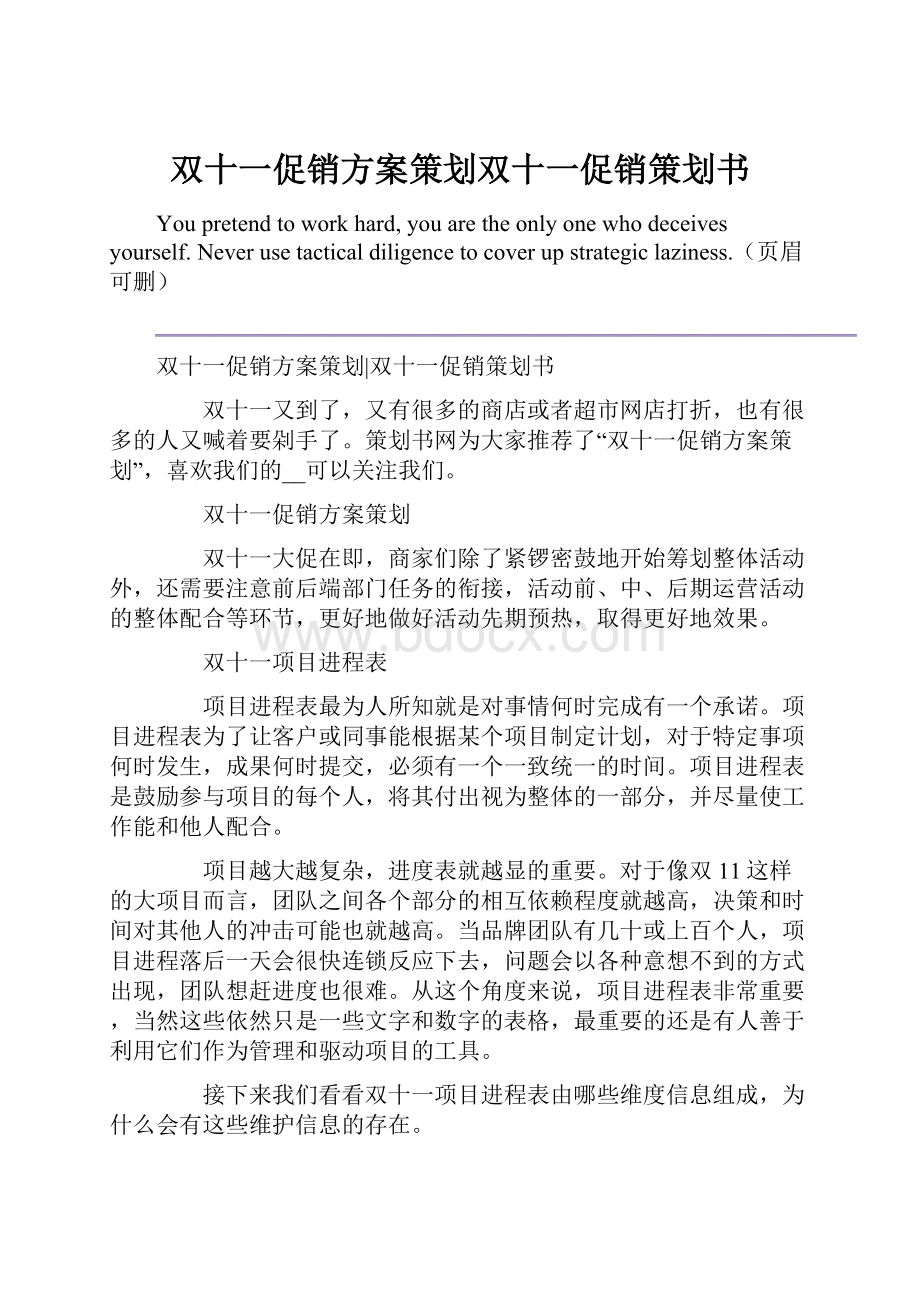 双十一促销方案策划双十一促销策划书.docx_第1页