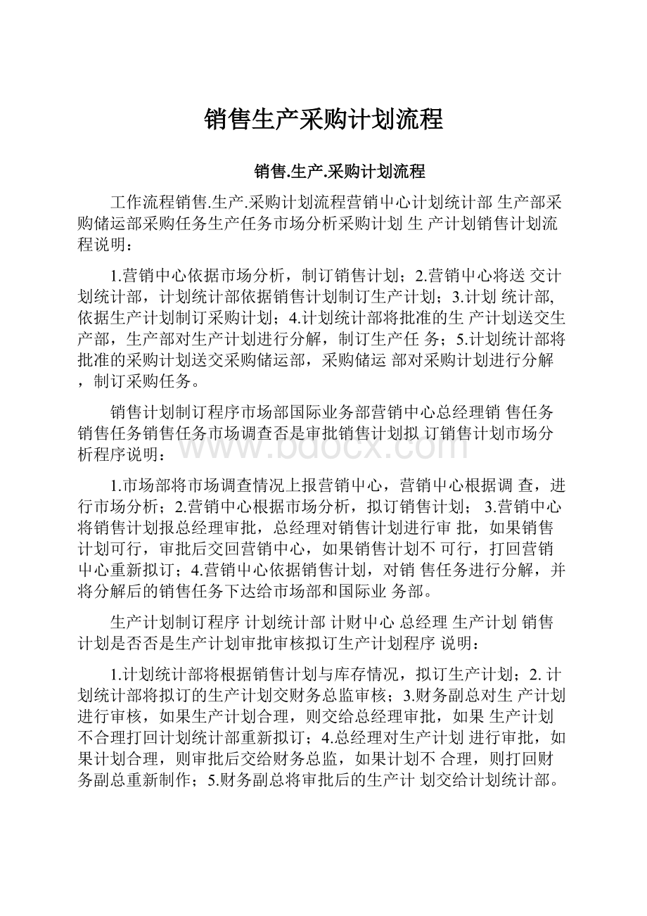 销售生产采购计划流程Word文档格式.docx