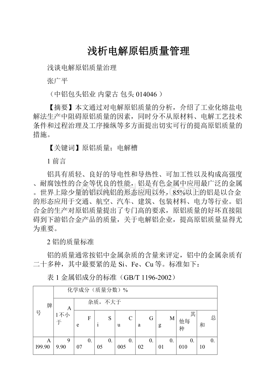 浅析电解原铝质量管理.docx