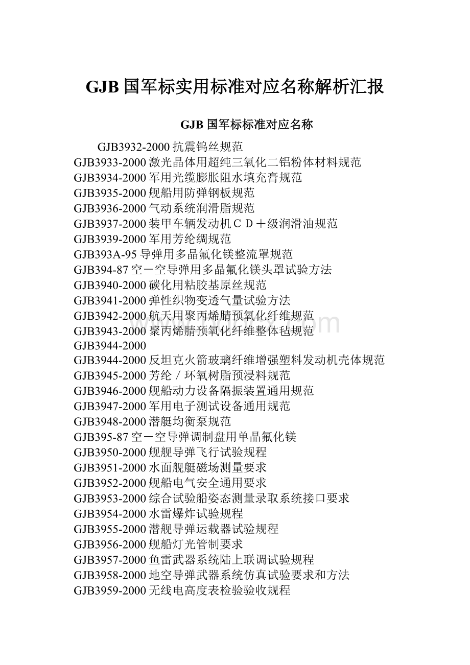 GJB国军标实用标准对应名称解析汇报.docx_第1页