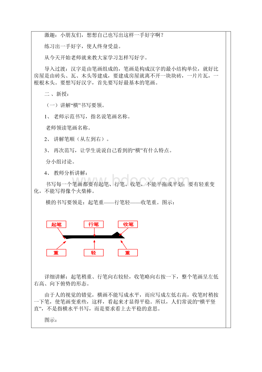 小学一年级书法写字课精品教案全册新规.docx_第3页