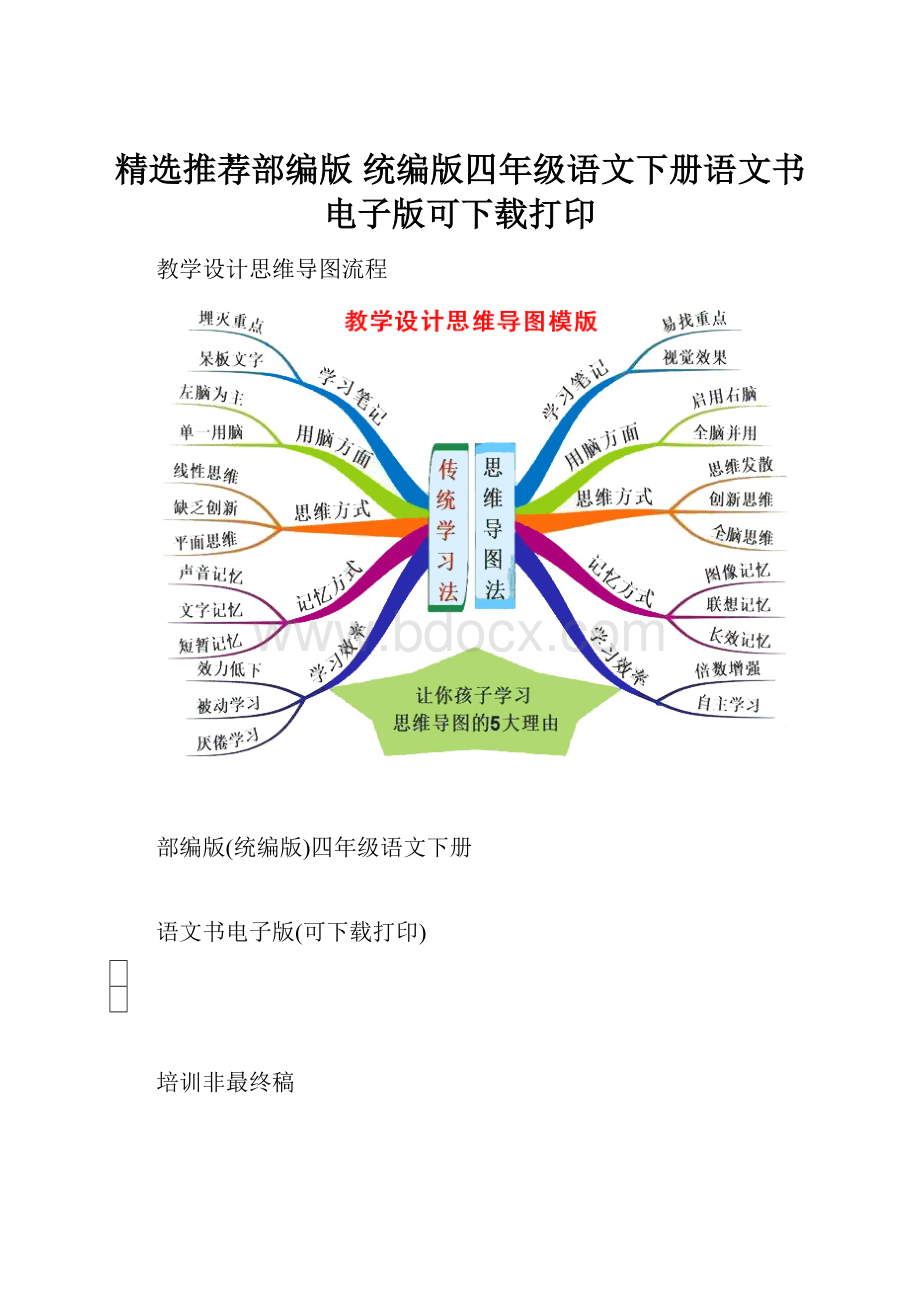 精选推荐部编版 统编版四年级语文下册语文书电子版可下载打印.docx