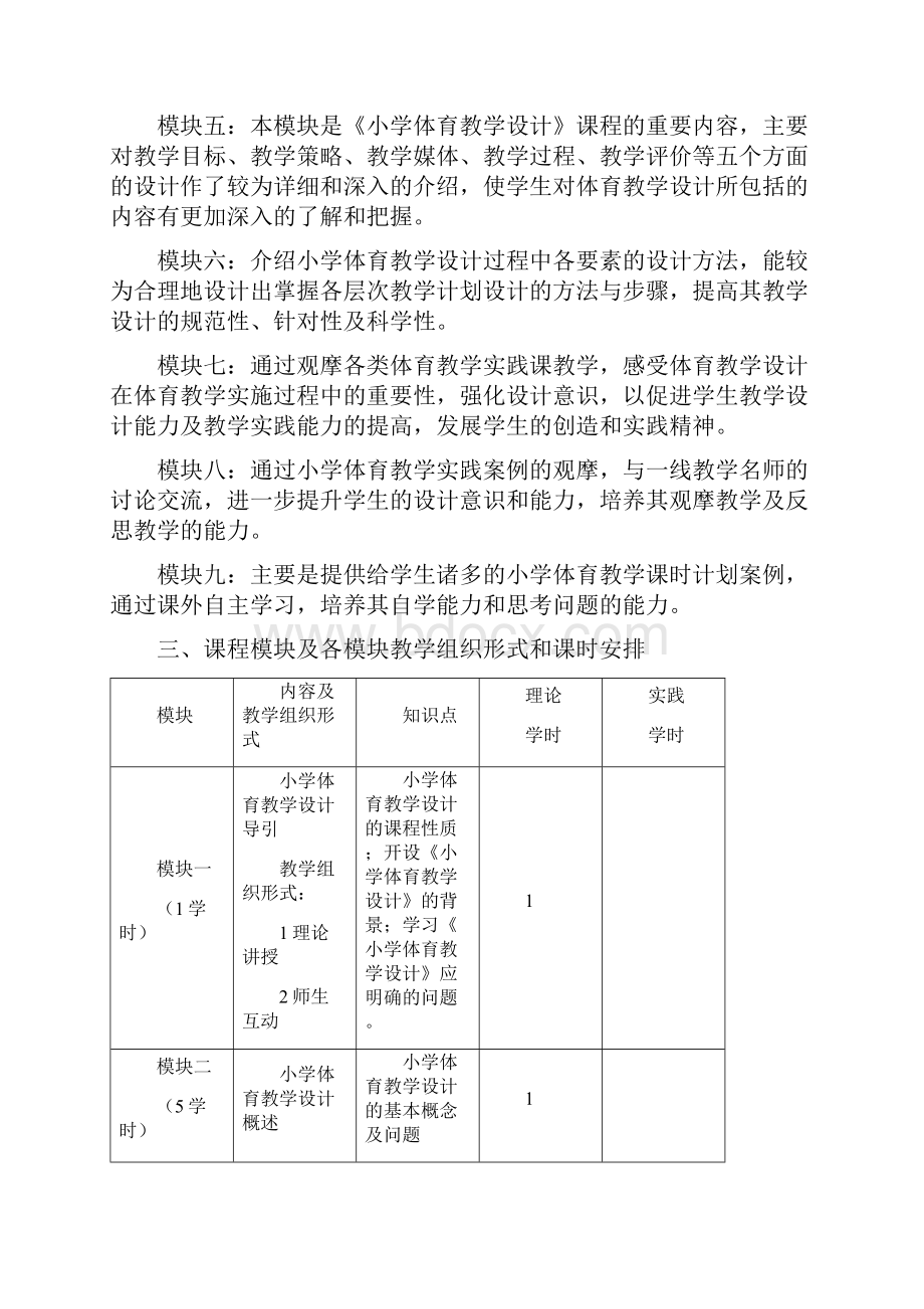 《小学体育教学设计》教学大纲Word文档下载推荐.docx_第2页