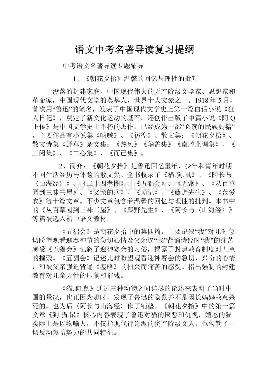 语文中考名著导读复习提纲文档格式.docx