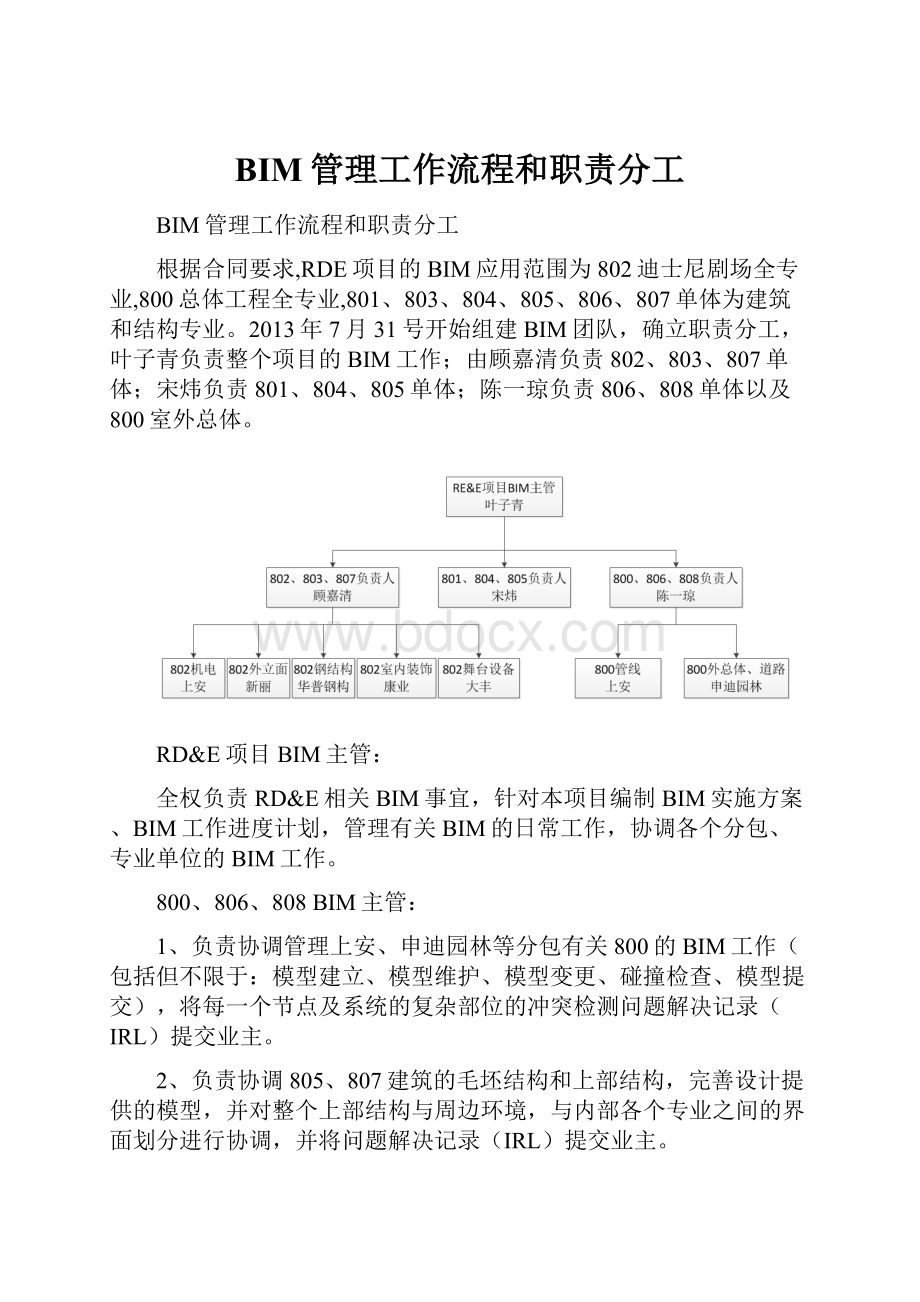 BIM管理工作流程和职责分工Word下载.docx