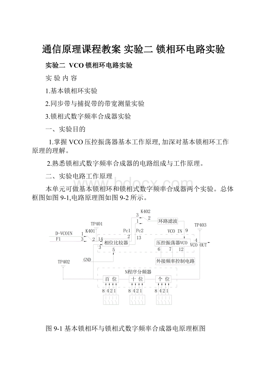 通信原理课程教案 实验二 锁相环电路实验.docx_第1页