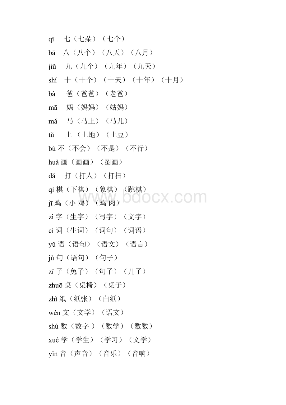 部编版一年级上册第一至四单元我会认的生字组词Word格式.docx_第3页