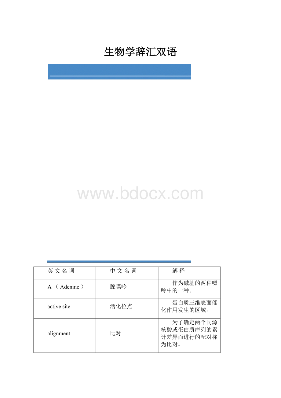 生物学辞汇双语Word文档下载推荐.docx_第1页