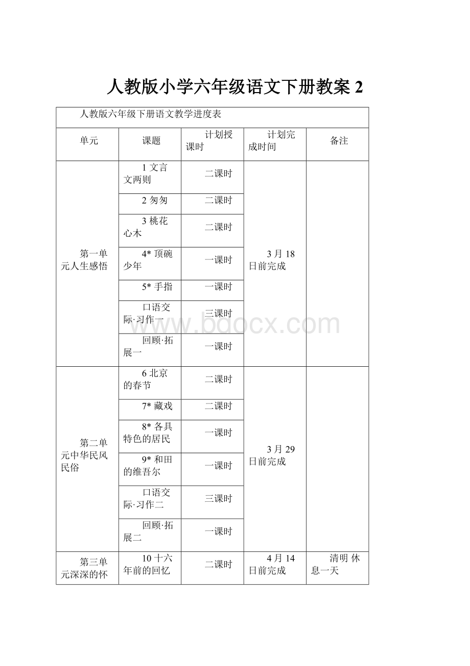 人教版小学六年级语文下册教案2Word文档格式.docx