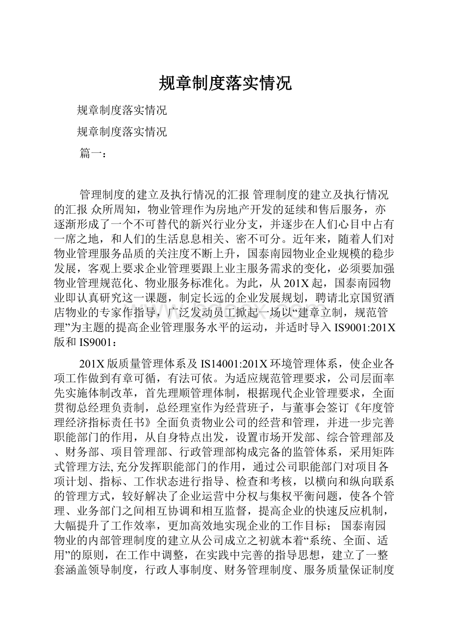 规章制度落实情况文档格式.docx