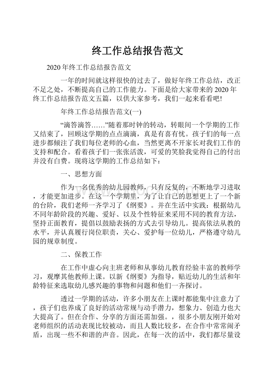 终工作总结报告范文文档格式.docx