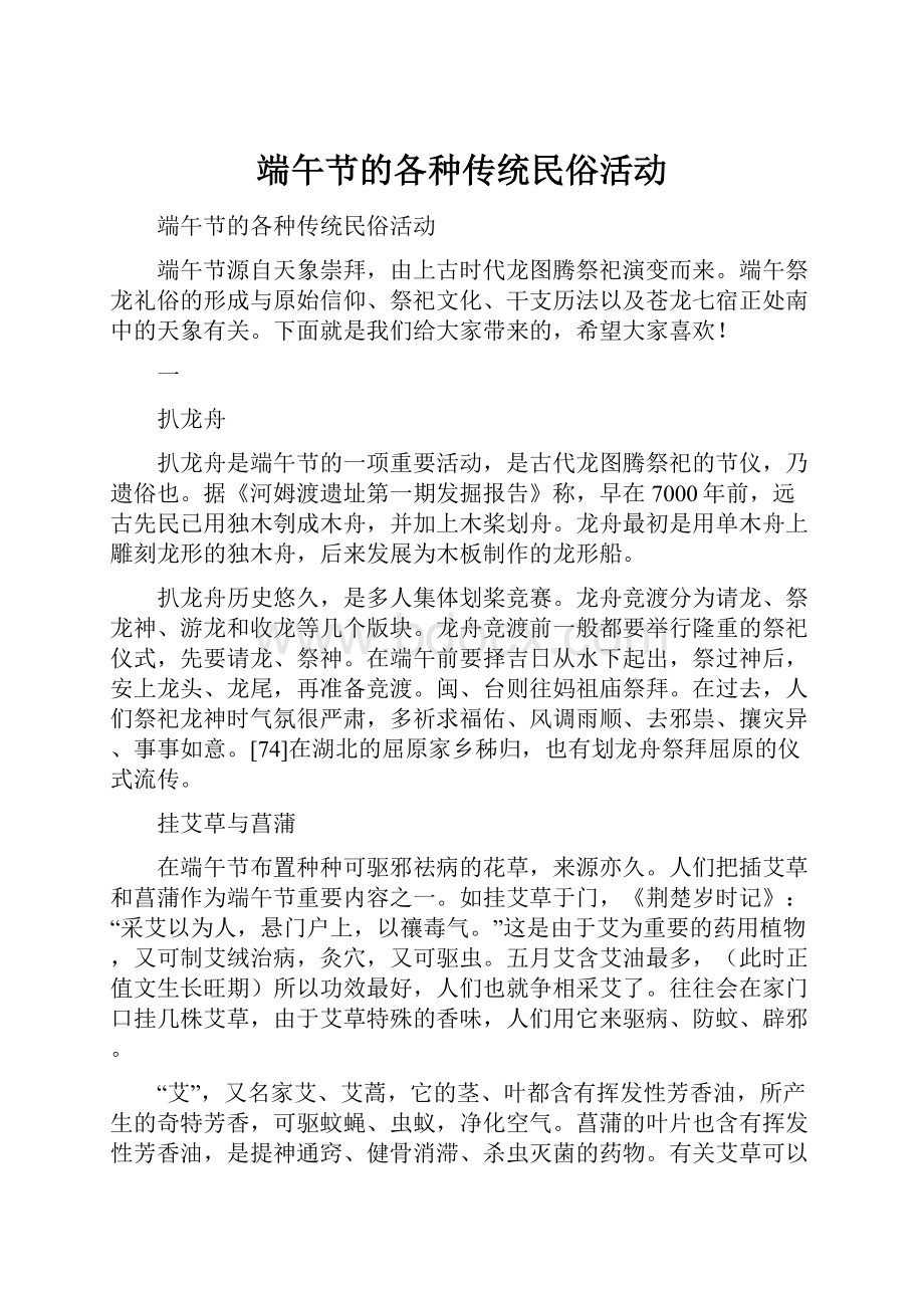 端午节的各种传统民俗活动.docx