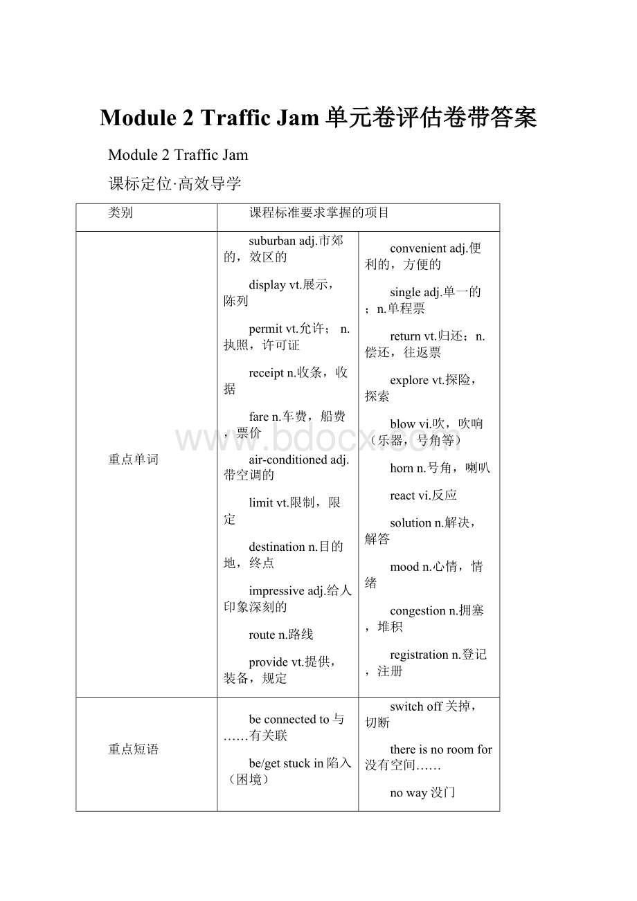 Module 2 Traffic Jam单元卷评估卷带答案.docx