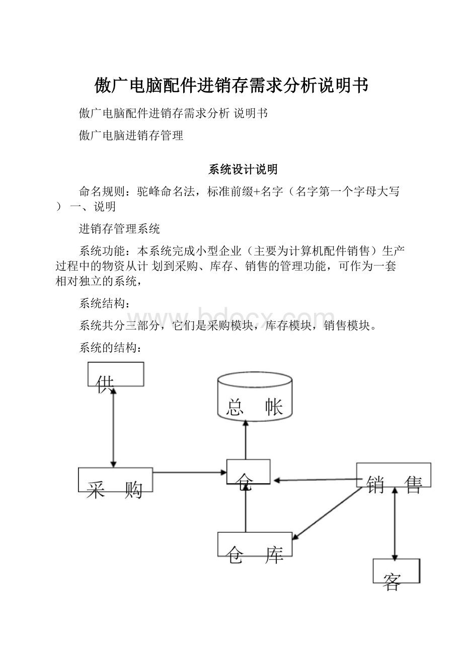 傲广电脑配件进销存需求分析说明书.docx