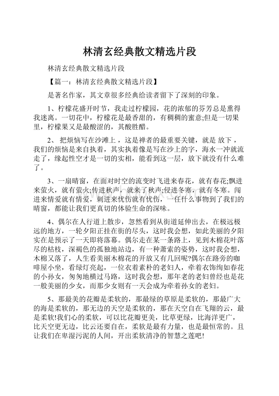 林清玄经典散文精选片段.docx