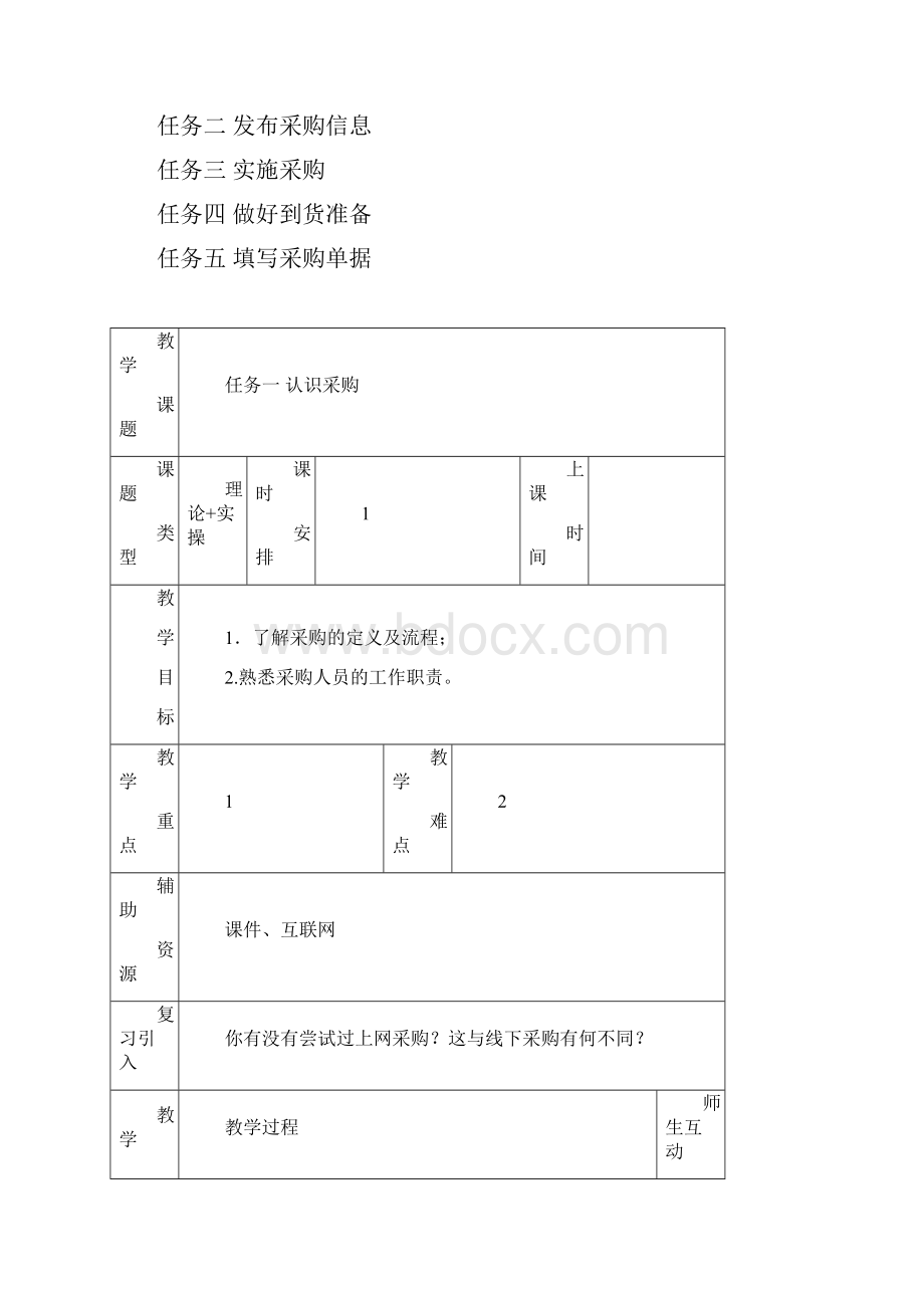 中职《电子商务物流第二版》教案项目二 商品采购管理.docx_第2页