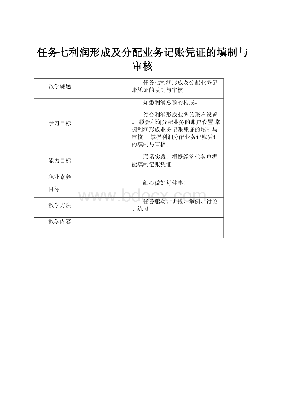 任务七利润形成及分配业务记账凭证的填制与审核.docx_第1页