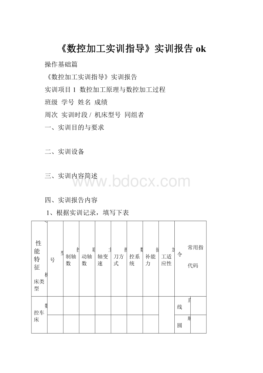 《数控加工实训指导》实训报告ok.docx