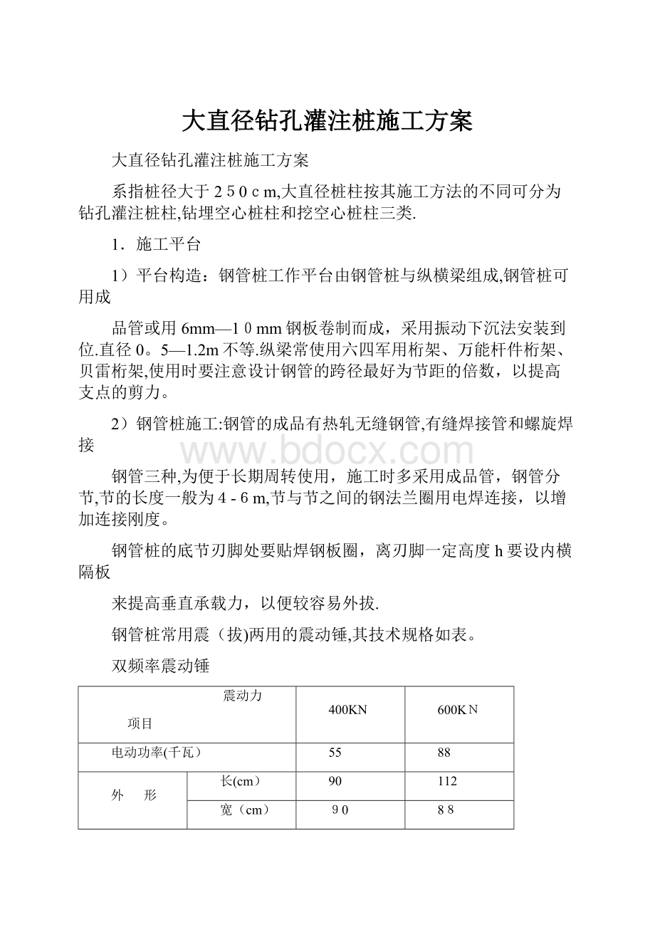 大直径钻孔灌注桩施工方案Word文档格式.docx_第1页