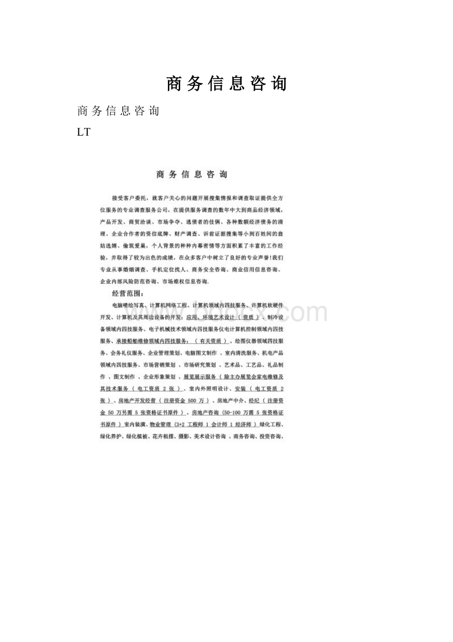 商 务 信 息 咨 询Word文档格式.docx