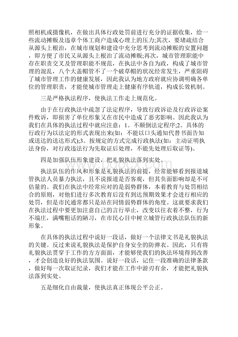 城管执勤工作总结与城管执法局个人总结范文汇编.docx_第2页