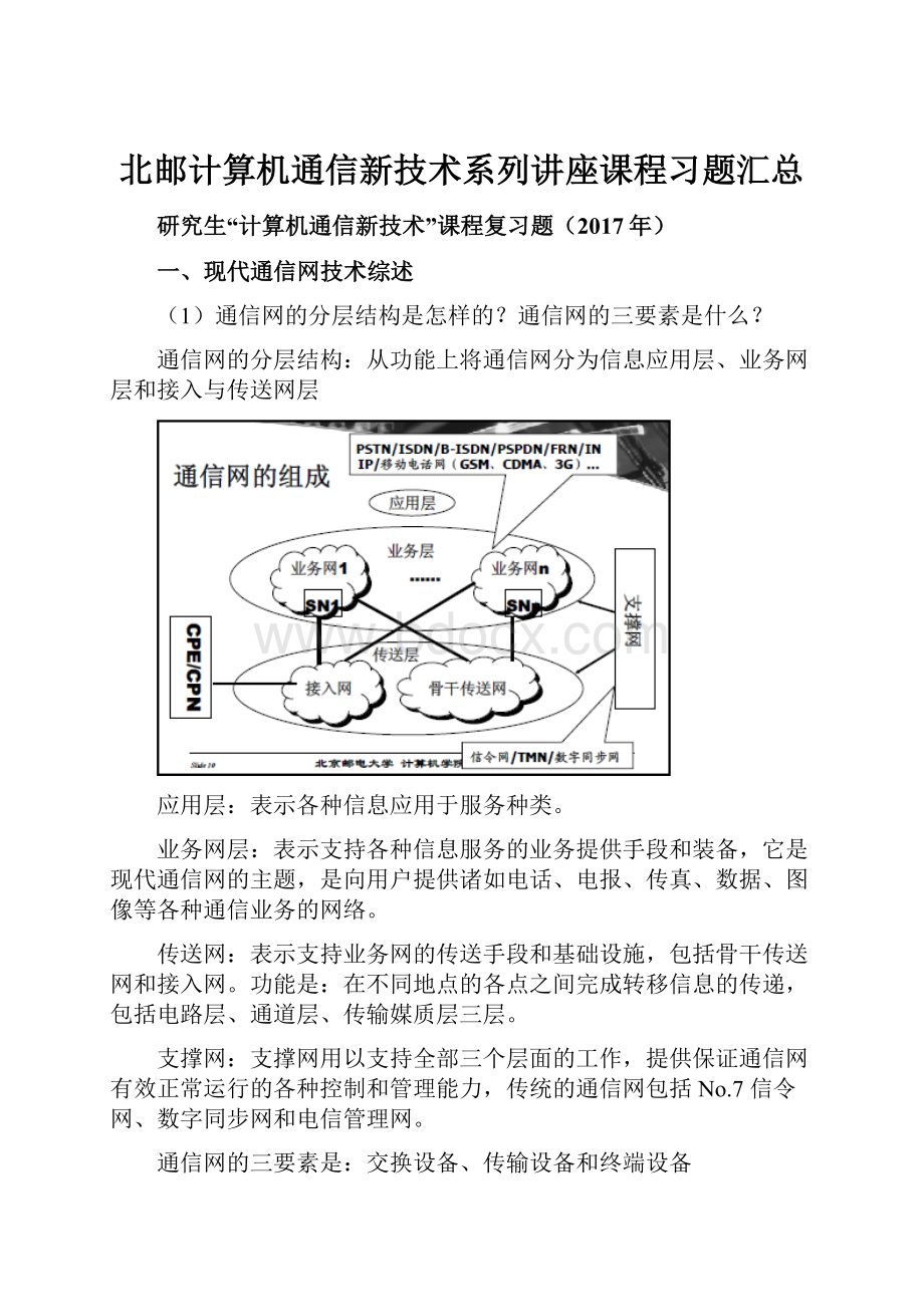 北邮计算机通信新技术系列讲座课程习题汇总.docx