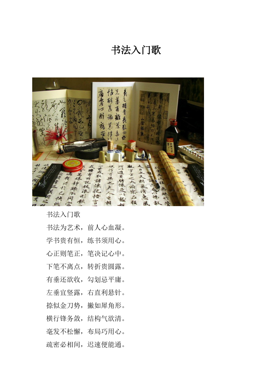 书法入门歌Word文档格式.docx