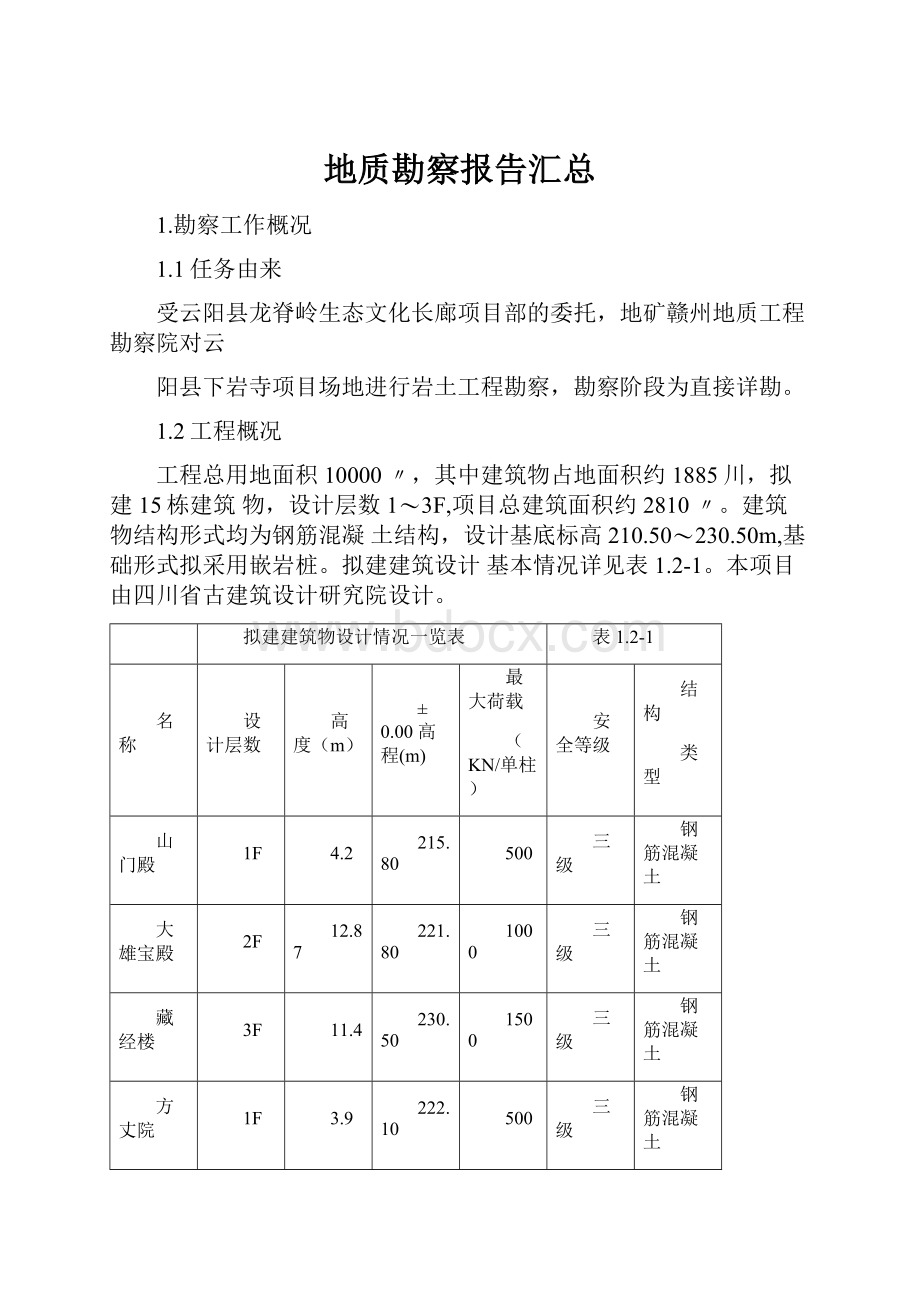 地质勘察报告汇总Word文档下载推荐.docx_第1页