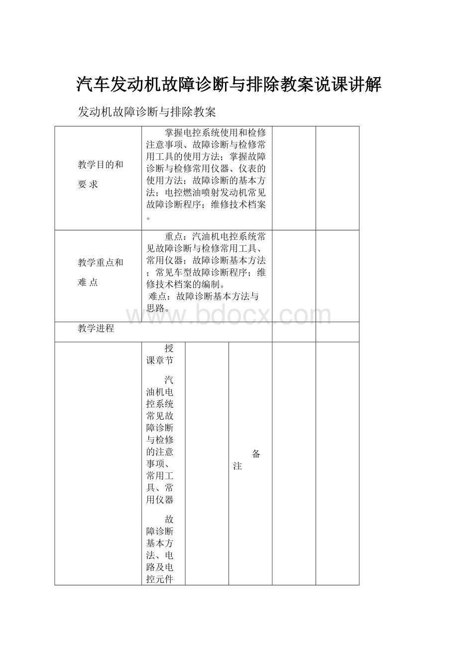 汽车发动机故障诊断与排除教案说课讲解.docx