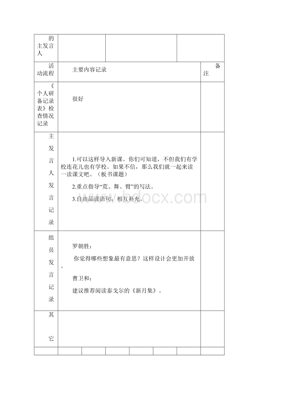 部编版小学三年级语文一二单元集智研备活动记录表.docx_第3页