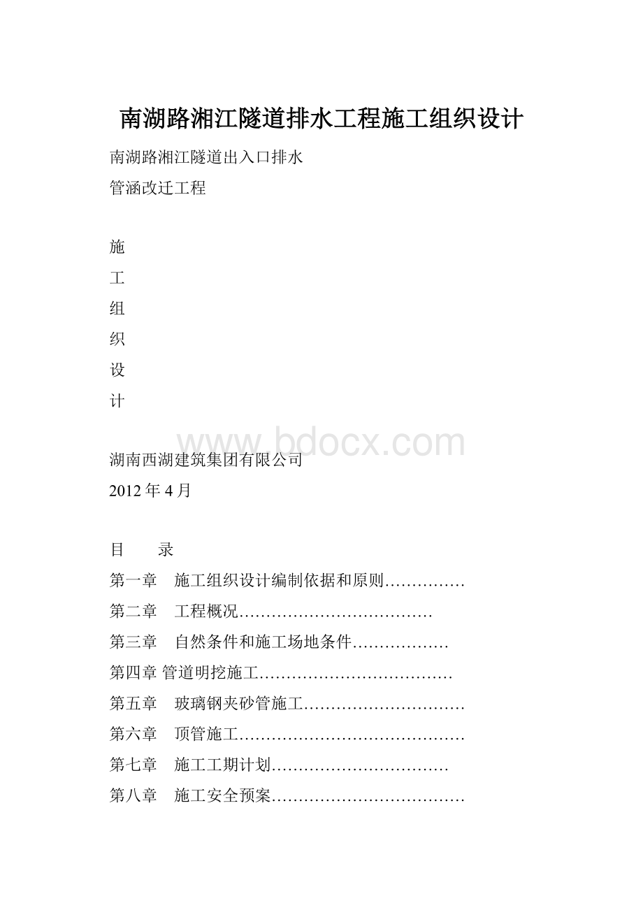 南湖路湘江隧道排水工程施工组织设计.docx