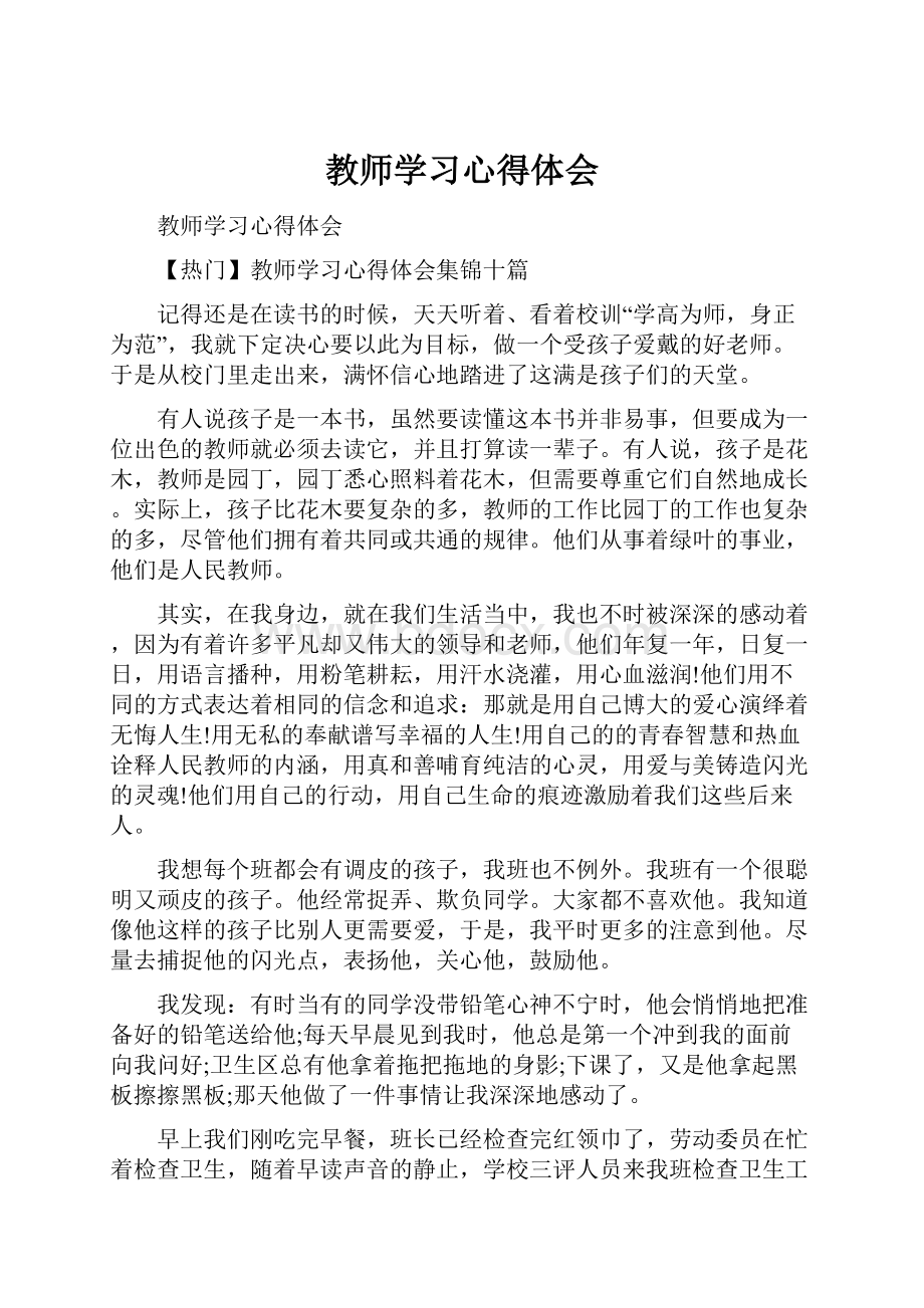 教师学习心得体会Word文档格式.docx